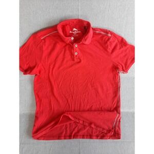 Tommy Bahama Mens Small Red Short Sleeve Polo Shirt Cotton embroider logo